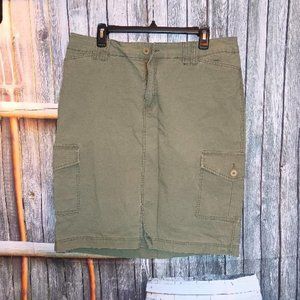 Venezia Army Green Cotton Cargo Knee Pencil Skirt 16 XL Military Plus